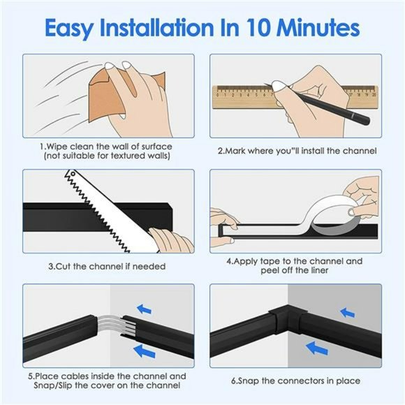 125in Cord Cover,  8X L15.7 W1.18 H0.6, Large, Black - Picture 7 of 7